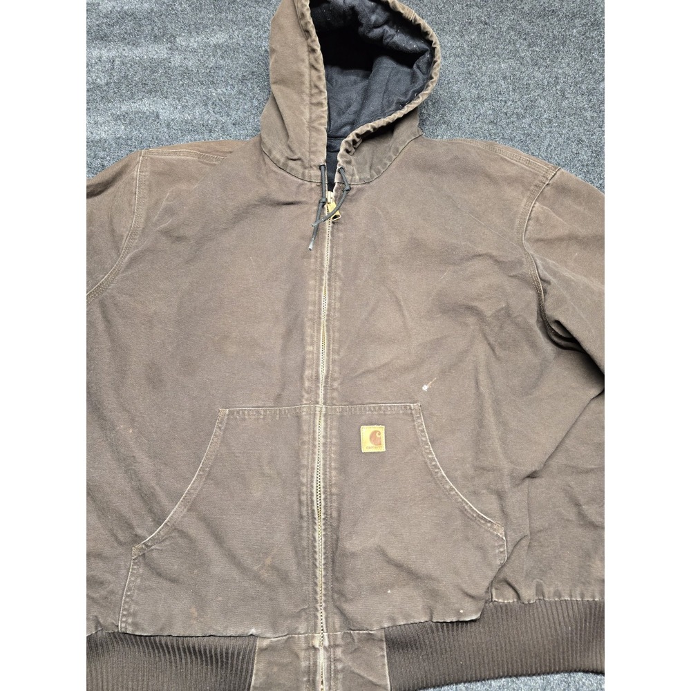 Carhartt Jacket Mens 3XL Vintage Brown J130 Quilted Lined Hooded Distressed‎ - Picture 8 of 16